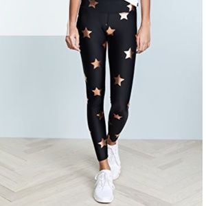 Terez Foil Print Gold Star Leggings Medium